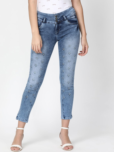 

V2 Value & Variety Women Blue Slim Fit Mildly Distressed Heavy Fade Jeans