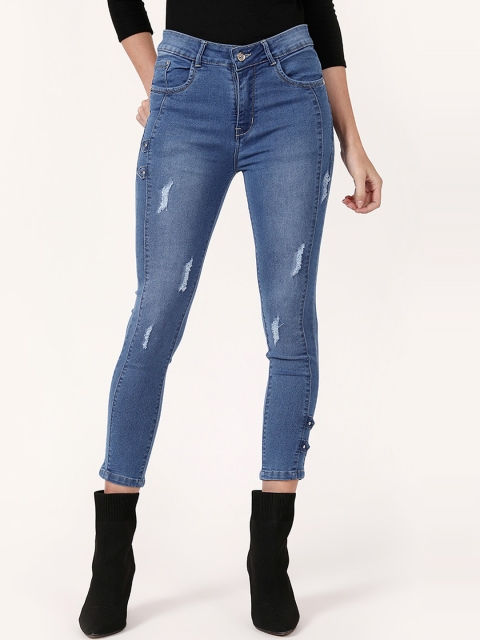 

V2 Value & Variety Women Blue Slim Fit Mildly Distressed Light Fade Jeans