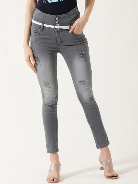 

V2 Value & Variety Women Grey Slim Fit Mildly Distressed Heavy Fade Jeans