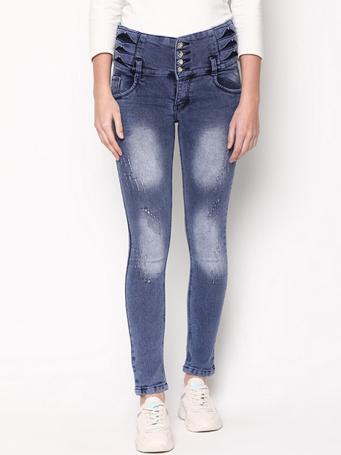 

V2 Value & Variety Women Blue Slim Fit Highly Distressed Heavy Fade Jeans