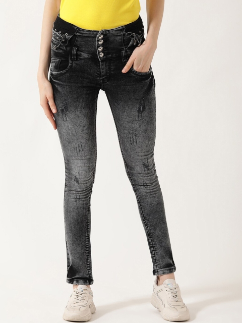 

V2 Value & Variety Women Grey Slim Fit Low Distress Heavy Fade Jeans