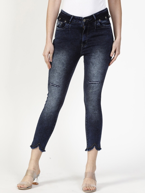

V2 Value & Variety Women Blue Slim Fit Low Distress Heavy Fade Jeans