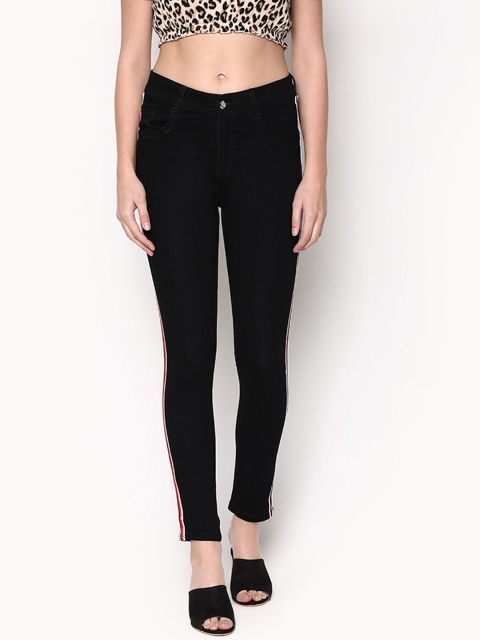 

V2 Value & Variety Women Black Side Taping Slim Fit Stretchable Jeans