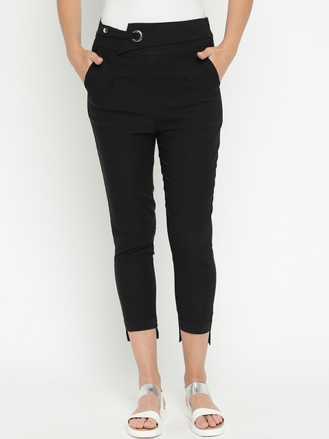 

V2 Value & Variety Women Black Slim Fit High-Rise Trousers