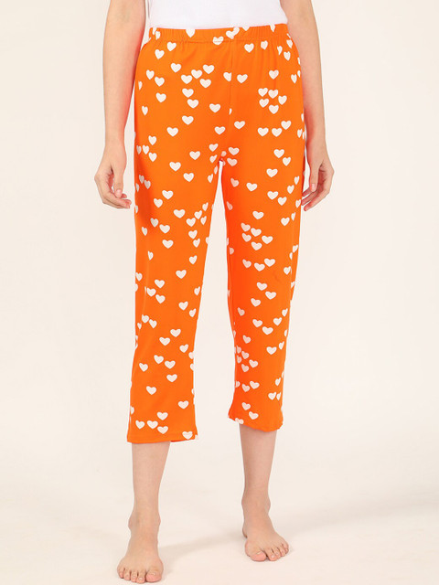 

V2 Value & Variety Women Orange & White Printed Cotton Lounge Pants
