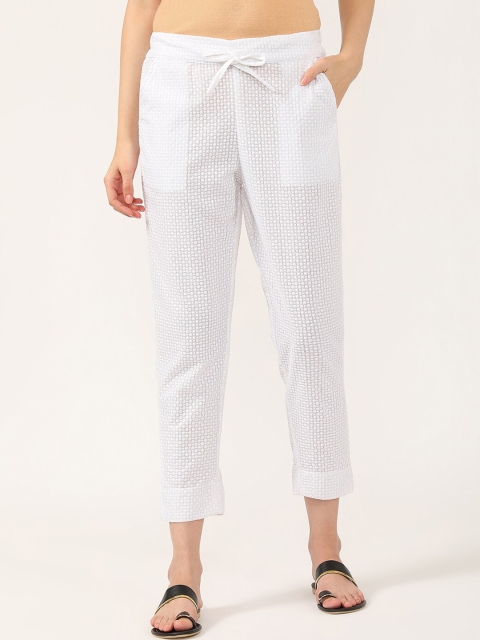 

V2 Value & Variety Women White Embroidered Tapered Fit Trousers