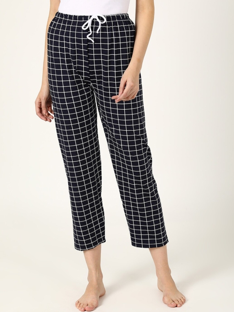 

V2 Value & Variety Women Navy Blue Checked Lounge Pants