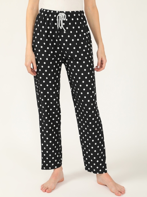 

V2 Value & Variety Women Black & White Polka Dot Printed Lounge Pants
