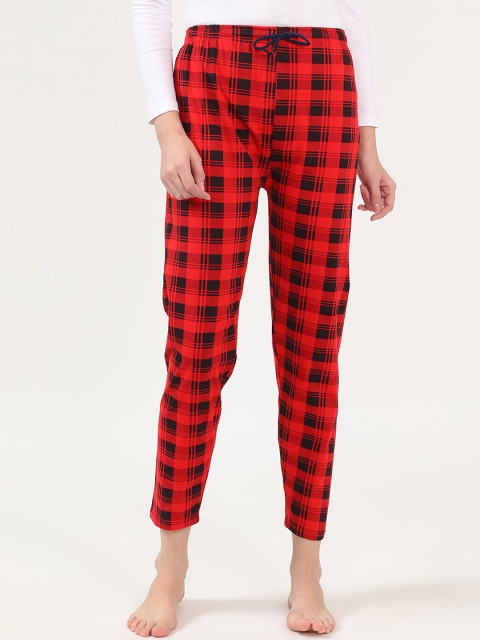 

V2 Value & Variety Women Red & Black Checked Lounge Pants