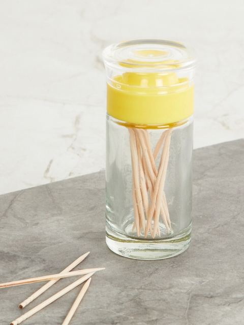 

Home Centre Transparent & Yellow Glass Toothpick Holder