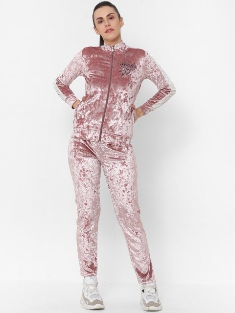 

Sweet Dreams Women Pink Solid Velvet Winter Tracksuits