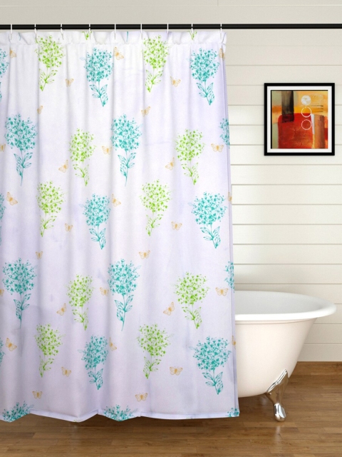 

Home Centre White & Green Floral Printed Shower Curtain
