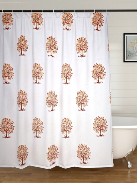 

Home Centre White & Brown Printed Shower Curtain