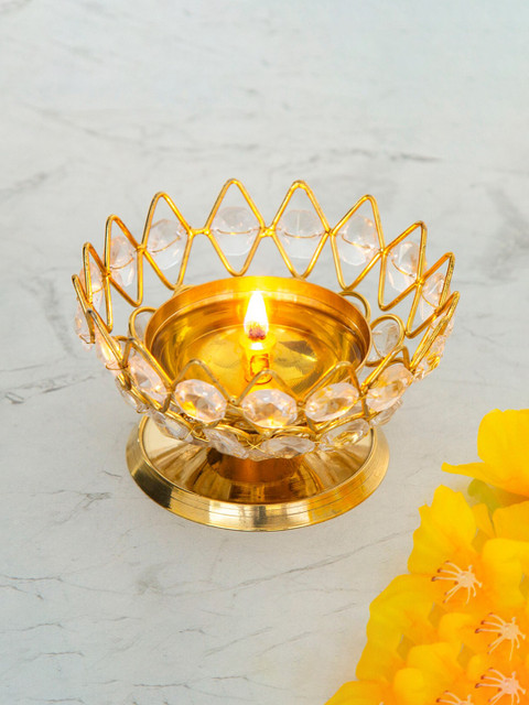 

Home Centre Gold-Toned Crystal Glass Kangura Diya