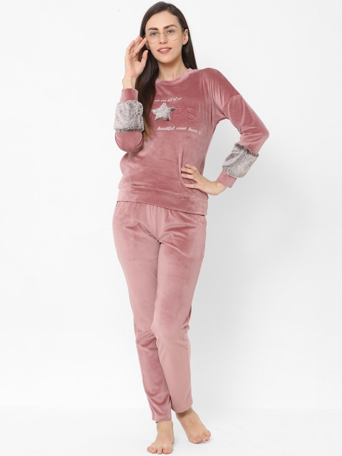 

Sweet Dreams Women Pink Winter Printed Nightsuit