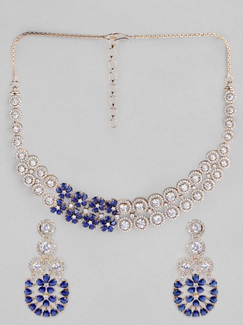 

Rubans Blue & Silver AD Studded Jewellery Set