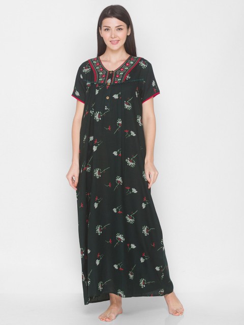 

AV2 Green Printed Maxi Nightdress