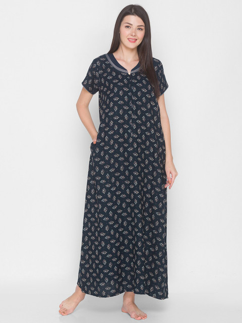

AV2 Teal Printed Maternity Maxi Nightdress
