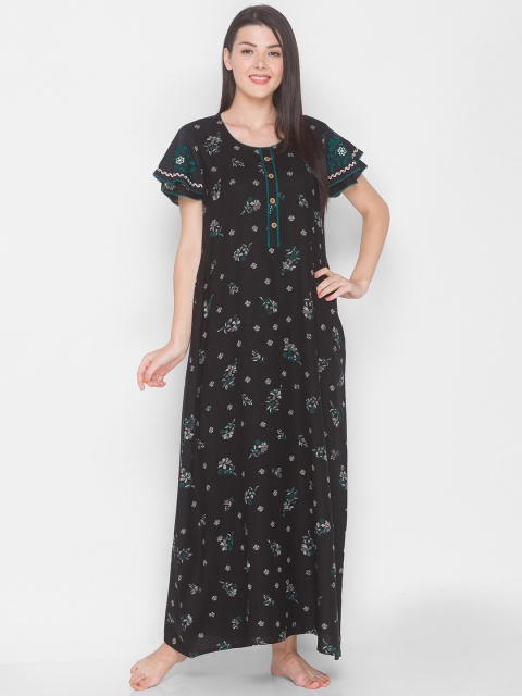 

AV2 Black Printed Maxi Nightdress