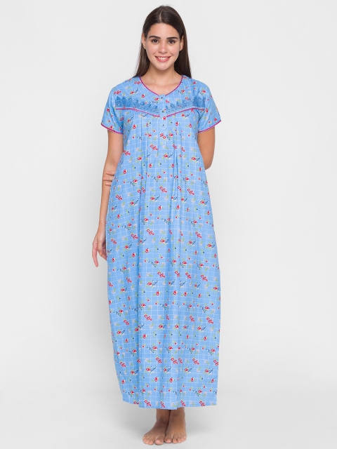 

AV2 Blue Printed Maxi Nightdress