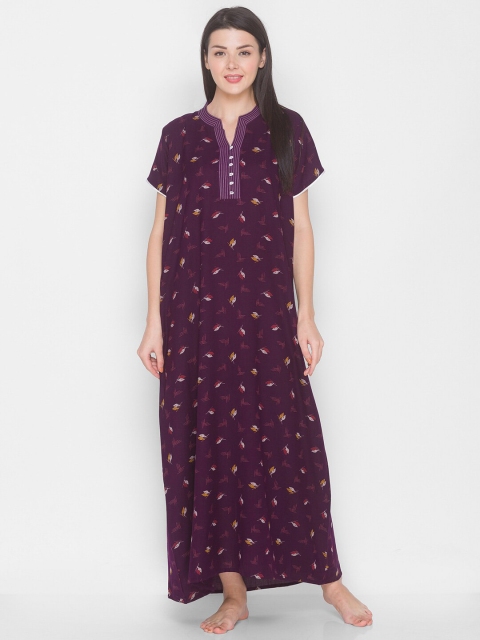 

AV2 Purple Printed Maxi Nightdress