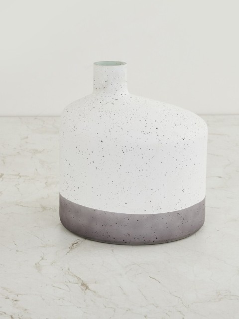 

Home Centre White & Grey Colorblocked Glass Narrow Mouth Wide Vase