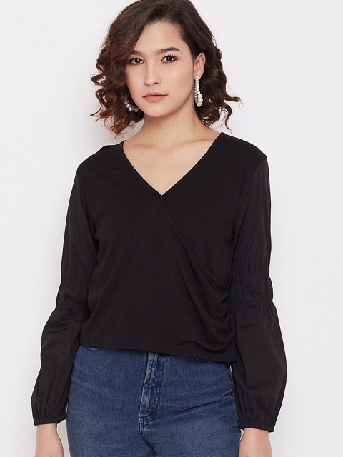 

CAMLA Black Wrap-Style Top