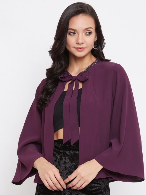 

CAMLA Purple Tie-Up Neck Regular Top