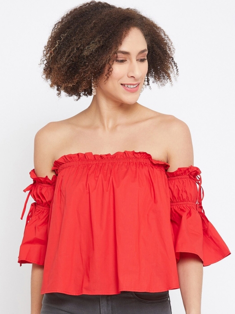 

CAMLA Red Off-Shoulder Bardot Top
