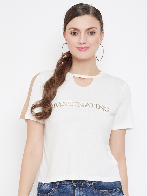 

CAMLA Off White Keyhole Neck Regular Top