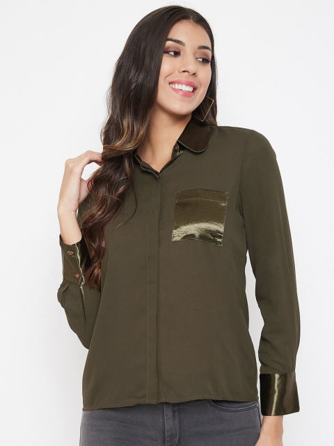 

CAMLA Olive Green Shirt Style Top