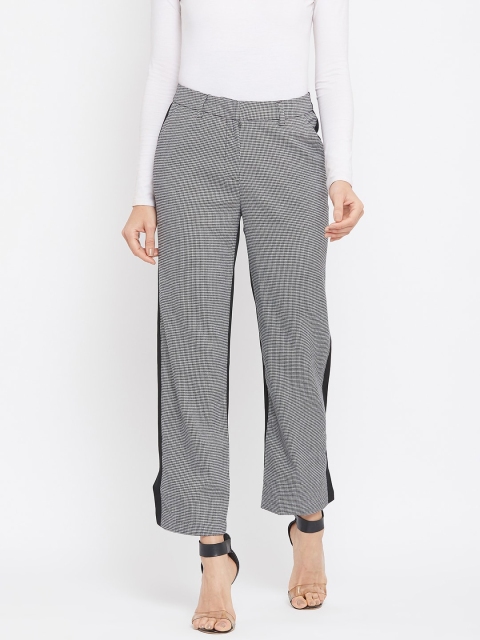 

CAMLA Women Black & Grey Checked Straight Palazzos