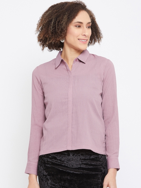 

CAMLA Women Purple Opaque Self-Design Casual Shirt