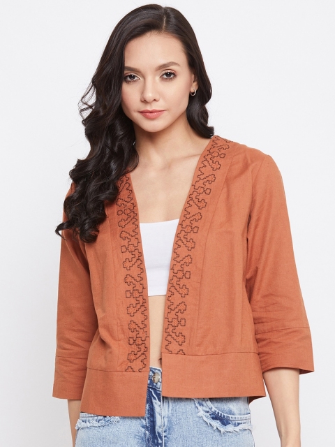 

CAMLA Women Rust Embroidered Shrug