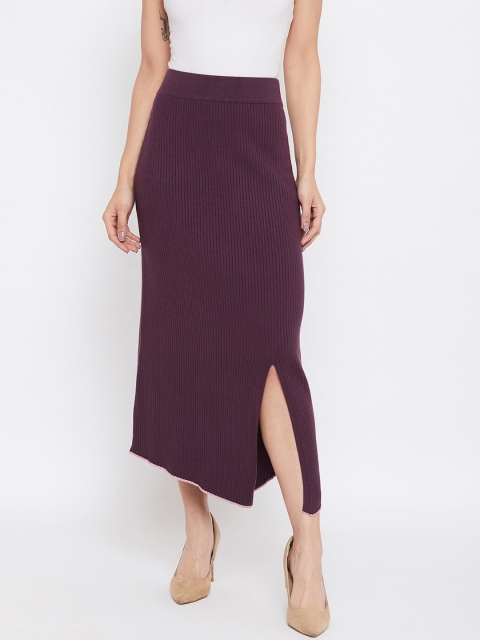 

CAMLA Women Purple Solid Pencil Midi-Skirt