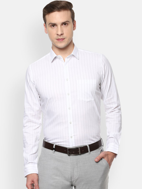 

Van Heusen Men White Slim Fit Opaque Striped Formal Shirt