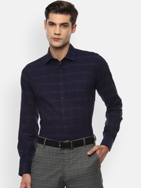 

Van Heusen Men Navy Blue Slim Fit Opaque Checked Formal Shirt