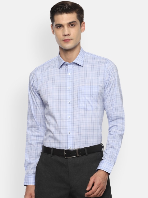 

Van Heusen Men Blue Slim Fit Grid Tattersall Checks Formal Shirt