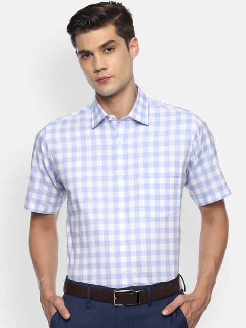

Van Heusen Men Blue Gingham Checks Opaque Checked Formal Shirt