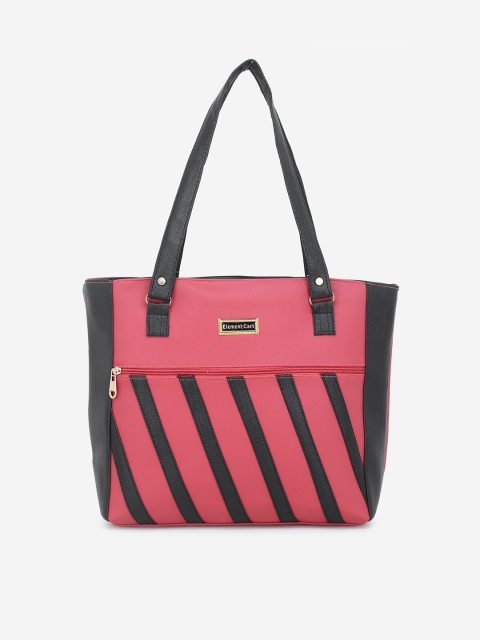 

Stropcarry Pink & Black Striped Structured Handheld Bag