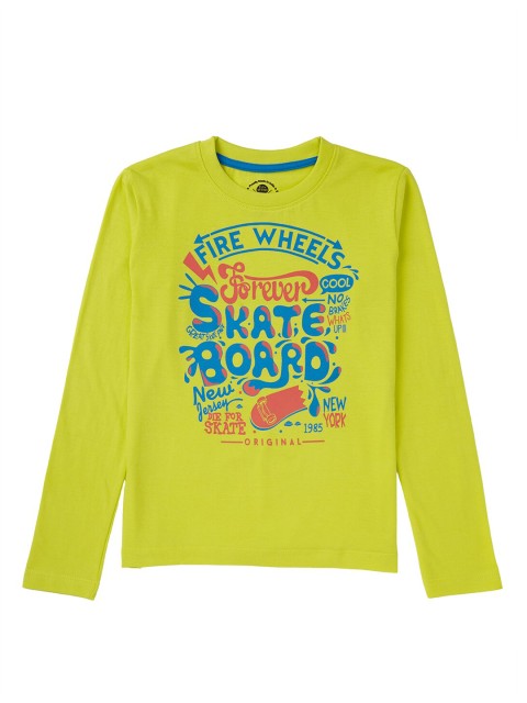 

Cub McPaws Boys Green Typography Printed T-shirt