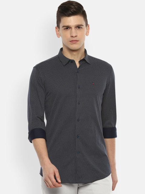 

Louis Philippe Sport Men Navy Blue Slim Fit Opaque Printed Pure Cotton Casual Shirt