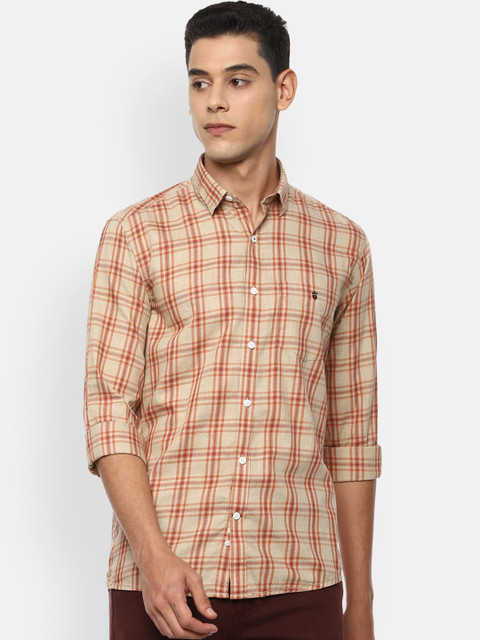 

Louis Philippe Sport Men Beige & Red Slim Fit Opaque Checked Cotton Casual Shirt