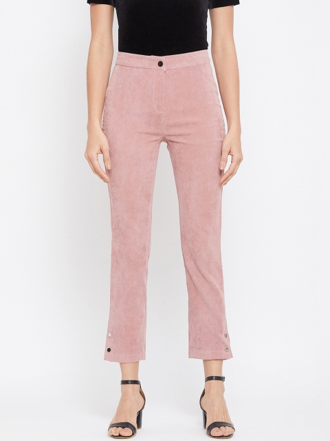 

CAMLA Women Pink Striped Straight Fit Trousers