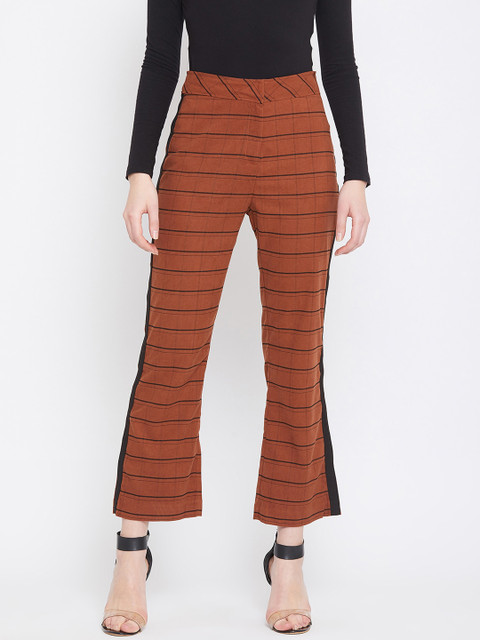 

CAMLA Women Brown Checked Parallel Trousers