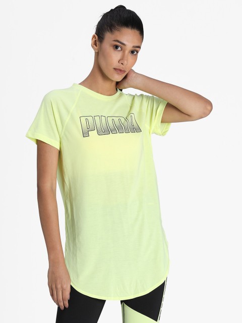 

Puma Women Yellow Brand Logo Printed T-shirt