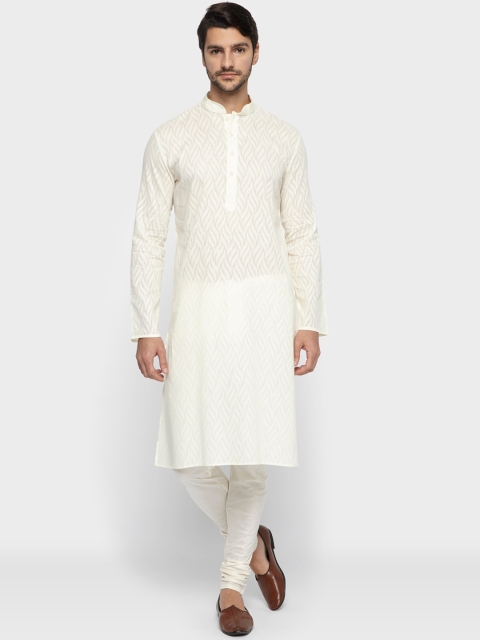 

Ethnix by Raymond Men White Ethnic Motifs Cotton Kurta
