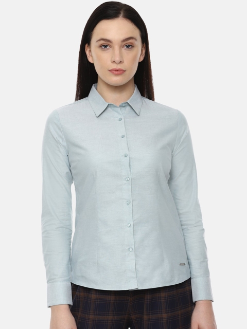 

Van Heusen Woman Women Blue Opaque Casual Shirt