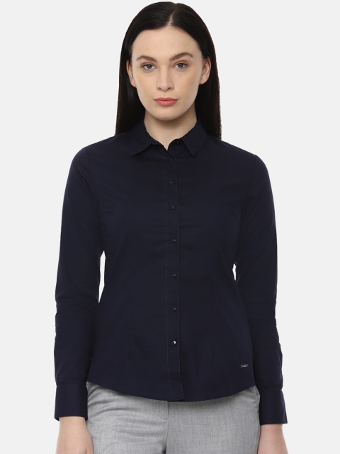 

Van Heusen Woman Women Navy Blue Opaque Cotton Casual Shirt