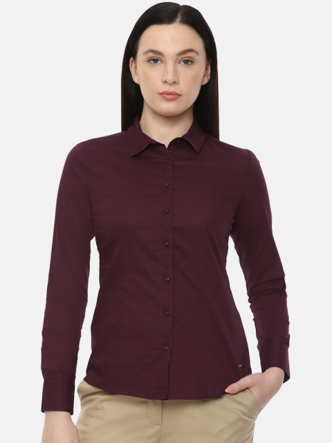 

Van Heusen Woman Women Maroon Opaque Casual Shirt